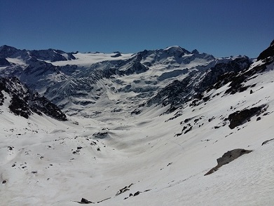 Blick vom Ochsenkar auf Gepatschgletscher